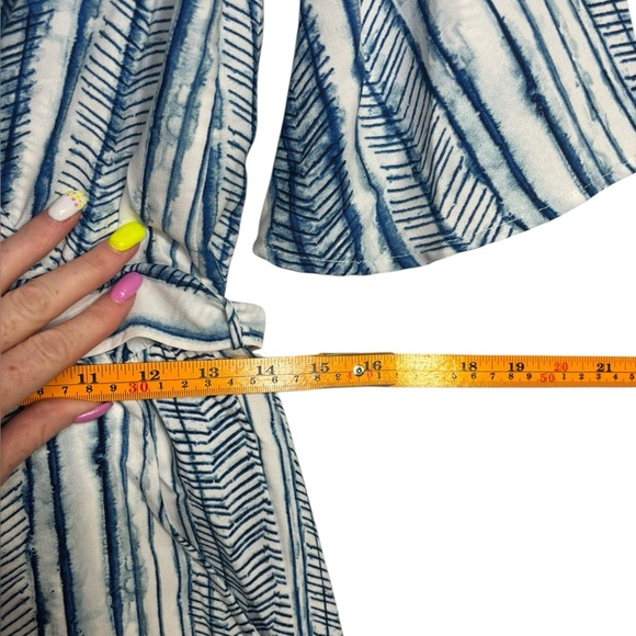 TYCHE Blue White Striped Belted Romper Size Medium - Picture 12 of 15